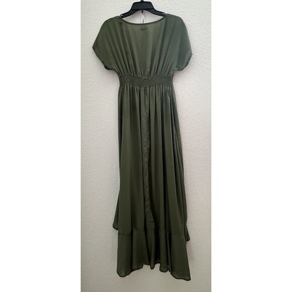Victoria's Secret LASCANA Green Ruffled Trim Wrap Maxi Dress Cover-Up‎ 6 Beachy - Picture 7 of 13